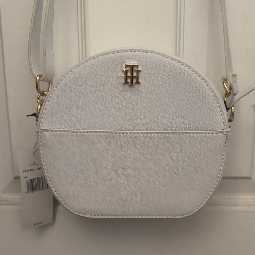 Tommy Hilfiger White Round Crossbody with Gold Logo - Picture 1 of 5